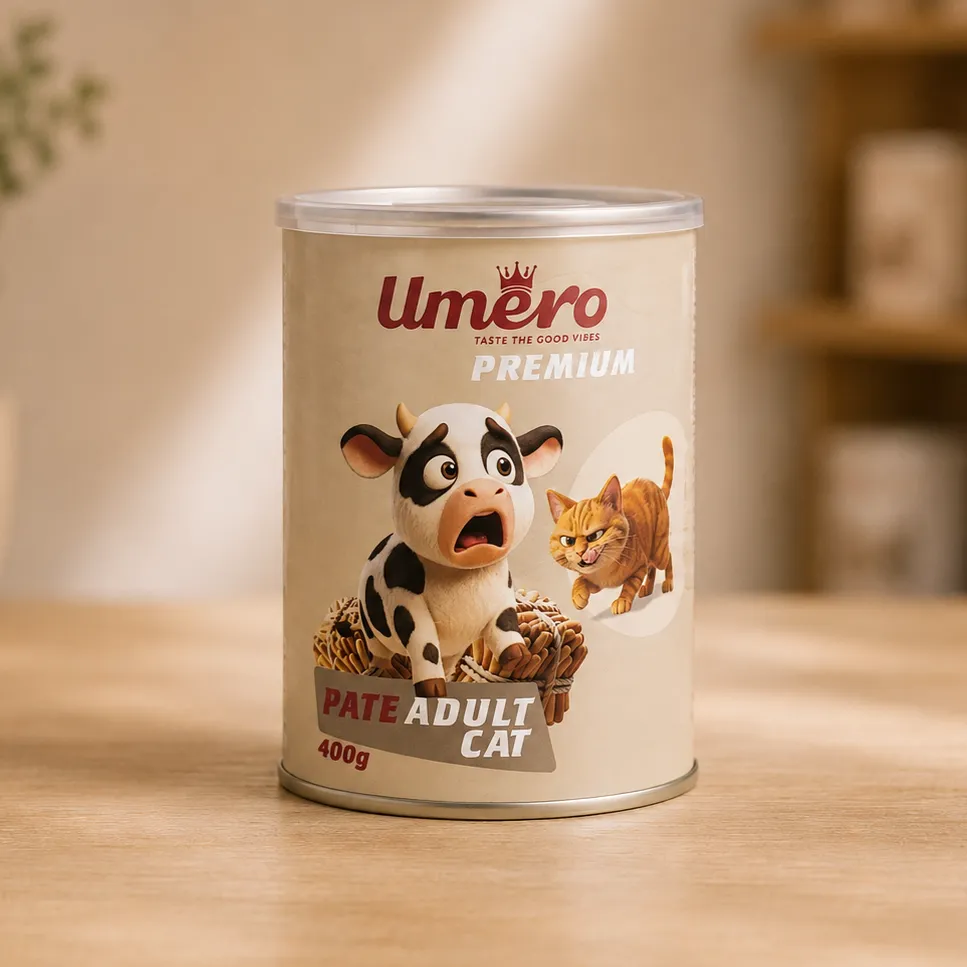omero-wet-food-for-cat-400g کنسرو گربه بالغ اومرو Umero طعم گوشت گوساله