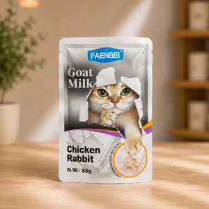 پوچ گربه فنبی FAENBEI طعم مرغ و خرگوش در شیر بز