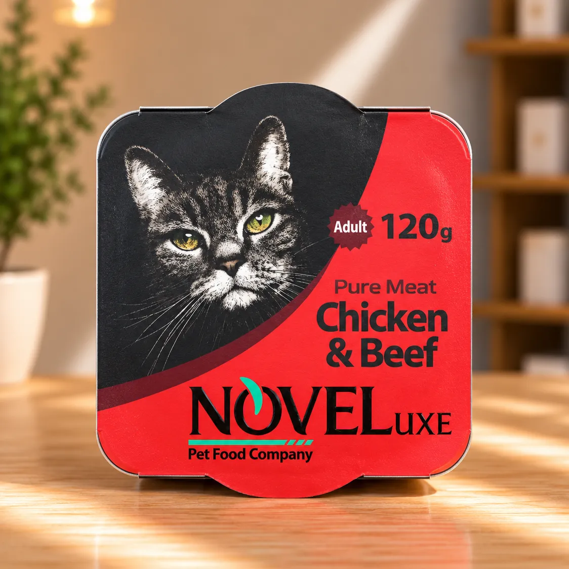 noveluxe-adult-cat-chicken-beef-120g کنسرو گربه بالغ نوول NOVEL طعم مرغ و گوشت گاو