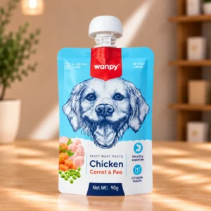 پودینگ سگ ونپی WANPY با طعم مرغ، هویج و نخود فرنگی